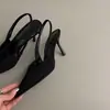 Elegantes zapatos de tacón alto plateados estilo francés para mujer, elegantes y cómodos, zapatos de tacón de gatito con punta fina de una sola pieza, sandalias de punta cerrada estilo francés