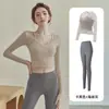 Conjunto de Roupa de Yoga para Mulheres, Novo Top Esportivo, Blusa de Malha Manga Longa para Treino de Pilates, Conjunto de Duas Peças Top Fitness