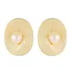 Pendientes de Perla con Textura Espiral Única para Mujer, Pendientes Metálicos Ovalados de Lujo Ligero de Alta Gama, Pendientes Versátiles para el Día a Día