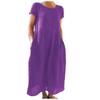 Vestido retro holgado de algodón y lino en color liso, estilo europeo y americano, disponible en Amazon AliExpress 2023ebay, directo de fábrica.