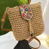 Bolsas de Palha Trançada Transfronteiriças para Mulheres 2026 Nova Moda Versátil Bolsa Trançada Bolsa de Praia para Férias na Costa Bolsa de Ombro Único Transversal
