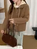 Cárdigan de punto doble desmontable estilo europeo con capucha para mujer, nueva colección otoño/invierno 2026, un abrigo suéter sofisticado y elegante