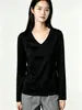 Camiseta de manga larga para mujer para primavera y otoño, ajuste ceñido casual de otoño, cuello redondo y cuello en V, prenda base cálida para fitness y running