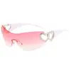 Gafas de sol sin montura con forma de corazón, estilo europeo y americano, inspiradas en la tecnología, Y2K, para chicas de moda, Gafas de sol de moda para mujeres, para influencers de deportes
