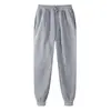 Pantalones largos casuales para hombre de comercio exterior Amazon Wish transfronterizos, forrados de polar, engrosados, de color liso, pantalones de chándal, pantalones deportivos, forrados de polar para abrigar