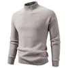 Nova coleção outono/inverno 2026: suéter gola alta parcial masculino, top de tricô, peça básica slim fit moderna e versátil para jovens homens