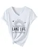 La vida en el lago es la mejor Amazon eBay Estación Independiente Camiseta Casual de Manga Corta con Cuello en V para Mujer