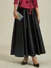 Nova Saia Midi Estilo Comércio Exterior Europeu e Americano da Temu, Cintura Alta, Cetim, Linha A, Saia Evasê Elegante para Moda Primavera e Verão