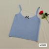 Camisola de Encaje con Lazo para Mujer Ropa Interior Verano 2025 Nuevo Sexy Color Contrastante Ajustado Top Básico