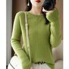 Camisa de cuello redondo con tiras ajustables para mujer, suéter de moda para todo tipo de combinaciones, camisa coreana holgada de punto de color sólido, entrega directa de fábrica.