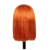Peluca europea y americana transfronteriza para mujer, peluca de encaje frontal, cabello corto rojo con broche, cubierta para la cabeza de fibra química, peluca de encaje rojo