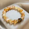 Novo Estilo Chinês Amarelo Natural Cristal de Torre Pedra Olho de Tigre Anel de Diamante Pulseira Moda Estilo Maillard Atmosfera Pulseira de Contas