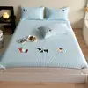 Dibujo Animado Perro Azul Waffe Set de Tres Piezas Esterilla de Seda Helada Gorro de Cama Esterilla con Bordado para Aire Acondicionado Lavable a Máquina Plegable