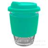 Taza de café de vidrio EK012 con anillo de silicona tapa de silicona 340 ml resistente a altas temperaturas multicolor stock spot logo