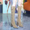 Botas Altas de Tacón Grueso Estilo Coreano Hasta la Rodilla para Mujer, Nuevo Estilo Otoño e Invierno 2026, Punta Fina, Tacón Grueso, Cremallera Trasera, Botas Ajustadas
