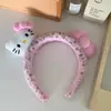 Faixa de Cabelo Fofa com Estampa de Leopardo Desenho Animado Gatinho Kt Laço Koreana Doce e Descolada Faixa de Cabelo de Pelúcia para Lavar o Rosto Novos Acessórios de Cabelo Outono e Inverno