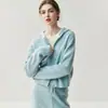 Nuevo conjunto de punto de cachemira para otoño e invierno, que incluye un cárdigan con capucha y cremallera y pantalones de pierna ancha con cintura elástica, una colección de moda para mujer