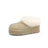 Botas de Nieve Sangpo para Mujer Tartán Piel Sintética de Una Pieza Boca Baja Algodón de Nieve Lana Plana Forradas Calientes Zapatos de Algodón para Invierno
