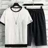 Nuevo Conjunto Casual de Verano Simple Estilo Ins de Manga Corta Pantalones de Cinco Puntos Estilo Harajuku para Hombre Moda Tendencia Estilo Japonés