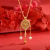 Nova Corrente de Suéter com Franja e Pingente Rattle de Pérola Recortado Dourado Antigo Chinoiserie Dupla Face Feminina Novo Estilo