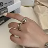 Anillo de Corazón de Moda Retro para Mujer, Anillo Abierto de Línea Geométrica Simple y Versátil de Múltiples Capas, Anillo Personalizado con Letra para Dedo Índice