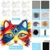 Kit DIY Rosto de Gato em Polpa de Papel Pintado à Mão Conjunto de Máscaras de Gato em Branco Pintáveis para Role-Playing com Tecido de Feltro para Baile de Máscaras