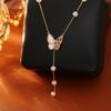 Popular Collar de Perlas de Mariposa de Nácar Natural, Cadena de Cuello de Moda de Lujo Ligero de Gama Alta, Cadena para Clavícula Fresca y Dulce tipo Hada