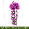 Enredaderas Decorativas de Flores Artificiales, Orquídeas Colgantes Simuladas para Pared, Flores para Cestas Colgantes, Flores de Seda, Enredaderas de Flores, Varios Tamaños, Venta al por Mayor de Fabricantes
