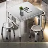 Mesa plegable de acero inoxidable engrosada para uso doméstico, mesa de comedor para exteriores, mesa comercial de acero inoxidable, mesa de acero inoxidable para puestos de mercado nocturno y barbacoas