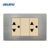 Painel de Aço Inoxidável Cinza Tipo 118 Estilo Tailandês com Tomada Interruptora de Carregamento Rápido USB Tipo-C 20W para Instalação Embutida na Parede
