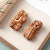 Adorno de Tortuga Dragón Pixiu Tallado en Madera de Azufaifo, Amuleto de Riqueza, Decoración de Escritorio, Figura de Gato, Regalo Decorativo para Oficina
