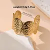 Joyería de Moda Transfronteriza Europea y Americana Sensación de Alta Gama Pulsera de Metal para Mujer Diseño de Nicho Brazalete Abierto Superficie Ancha Arrugada Joyería de Mano