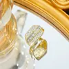 Anillo Ladrillo de Diseño Nicho de Alta Gama Lujo Accesible para Mujer Moda Europea y Americana Creativo Zirconia Chapado en Oro Anillo Abierto Ajustable