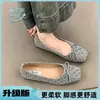 Zapatos planos retro franceses para aumentar la altura interior, estilo de lunares con punta poco profunda, versátiles para ir al trabajo, con detalle de lazo, bailarinas, estilo coreano
