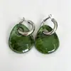 Estilo Vintage Retro Francés Hong Kong Monet Medieval Clip para Oreja Pendientes de Perla Pendientes Verdes Joyería Femenina para Orejas
