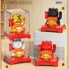 Gato de la Suerte 2 pulgadas Adorno Decorativo para Coche Alimentado por Energía Solar Gato que Saluda Mini Estilo Chino Dios de la Riqueza para Gran Inauguración y Recopilación de Riqueza