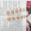 Manicure Floral Branca Elegante e Exquisita, Unhas Francesinha Nude Usáveis, Unhas Curtas, 24 Peças de Adesivos de Unha Postiça Prontos
