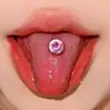 Gota de Aceite para Ojos Corazón Rosa Uña de Lengua Personalizada Nicho Rosa Burbuja Decoración de Lengua Acero Inoxidable Joyería para Piercing de Lengua