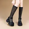 Botas Altas de Verano, Botas Martin, Botas Altas de Suela Gruesa para Mujer, Botas de Caballero, Nuevas Botas de Malla Hueca de Corte Alto Estilo Coreano, Botas de Verano 2026