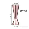 Taza medidora de doble cabeza de acero inoxidable 304, Taza medidora de onzas, Herramienta medidora de licores, Mezcla de cócteles, Color electrochapado Cobre Oro Negro, Grabada por dentro y por fuera