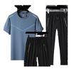 Pantalones de manga corta de seda de hielo de verano, traje deportivo informal para personas de mediana edad y mayores, traje informal de verano de tres piezas para hombre 2024