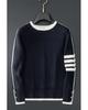 Suéter listrado de cor contrastante masculino 2023 outono e inverno nova moda versátil casual gola redonda tamanho plus