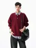 Sudadera con capucha de retazos de dos piezas falsas retro con solapa para hombre, otoño, marca de moda, holgada, para pareja, casual, diseño perezoso, parte superior