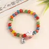 Estilo Étnico Doce Fresco Gato da Sorte Cerâmica Dia dos Namorados Qixi Colega Amigo Casal Pulseira Feita à Mão com Contas