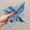 Novo lenço quadrado estilo coreano para cabelo, elástico de cabelo estiloso, faixa elástica para tranças, acessório de cabelo scrunchie estilo floresta para meninas