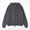 Cárdigan de lana con capucha holgado para mujer, otoño e invierno, chaqueta de punto gruesa holgada con doble cremallera, top suéter de lana cepillada para mujer