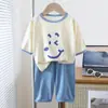 Pijama Traje Delgado Ropa de Casa para Niños Estilo Nuevo Estilo Popular para Niñas Niños Medianos y Grandes Manga Tres Cuartos Ropa Elegante para Aire Acondicionado Verano Sel