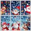 Decoraciones Navideñas Transfronterizas Papá Noel Muñeco de Nieve Pegatinas Estáticas Decoraciones para Fiestas Reno Copo de Nieve Pegatinas para Vidrio Al Por Mayor