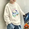 Moletom de primavera e outono para meninos 2026 novo estilo tendência com estampa camisa base para meninos mais velhos roupas de outono e inverno infantis