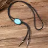 Corbata de bolo con forma de cabeza de guitarra vintage para hombre, cordón tejido estilo vaquero occidental con accesorio de colgante metálico